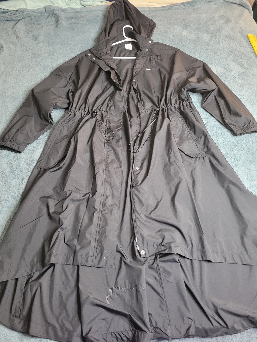 Nike Sportswear Essential Longline Trench Coat Black - Size L Flawed